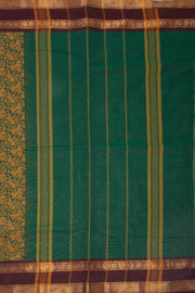 Aqua Forest Green Handloom Vanashringaram Kanchi Cotton Saree with Peacock Zari Border 10076467