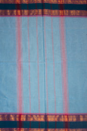 Angel Blue Handloom Kanchi Cotton Saree with Peacock And Paisley Zari Border 10076482