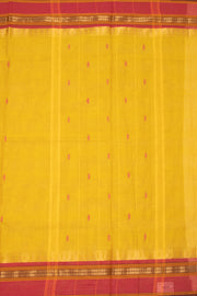 Mango Gold Yellow Handloom Kanchi Cotton Saree with Butta And Rudhraksham Zari Border 10076486