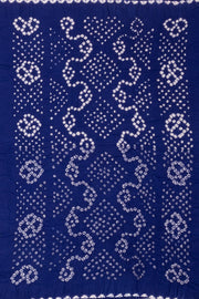 Ocean Night Blue Tie And Dye Bandhani Cotton Saree 10076490