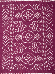 Vintage Rose Purple Tie And Dye Bandhani Cotton Saree 10076498