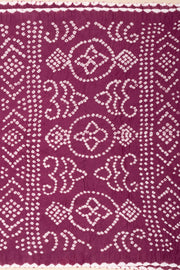 Vintage Rose Purple Tie And Dye Bandhani Cotton Saree 10076498
