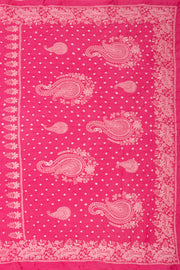 Bright Blush Pink Tie And Dye Bandhani Embroidered Cotton Saree 10076501