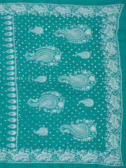 Atlantic Ocean Blue Tie And Dye Bandhani Embroidered Cotton Saree 10076502