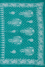 Atlantic Ocean Blue Tie And Dye Bandhani Embroidered Cotton Saree 10076502