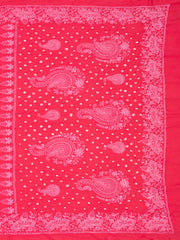 Poppy Pink Tie And Dye Bandhani Embroidered Cotton Saree 10076503