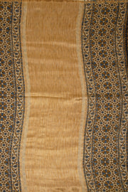 Golden Beige Ajrakh Printed Silk Cotton Saree 10076505