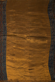 Night Sky Blue Ajrakh Printed Silk Cotton Saree 10076507