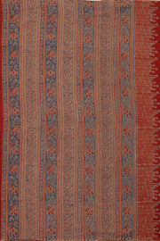 Caramel Brown Ajrakh Printed Mulmul Cotton Saree With Clover Motifs 10076519