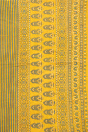 Festival Yellow Ajrakh Printed Mulmul Cotton Saree With Floral Border 10076526
