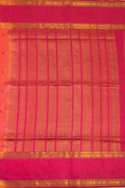 Flame Orange Handloom Kanchi Silk Cotton Saree with Buttas And Rudhraksham Motifs 10076562