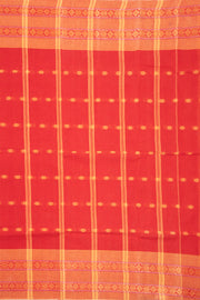 Cherry Bloom Red Bengal Handwoven Cotton Saree With Buttas 