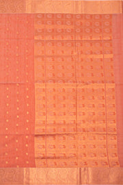 Rust Coral Orange South Silk Cotton Saree with Floral Border 10076578