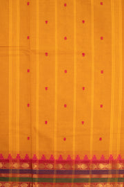 Sunset Orange Handloom Kanchi Cotton Saree With Rudhraksham Motifs and Temple Border 10076583
