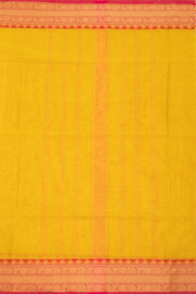 Honeydew Yellow Handloom Kanchi Cotton Saree with Floral Border 10076592