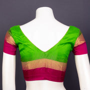 Leaf Bud Green Kanjivaram Soft Silk Blouse With Floral Motifs 10076603