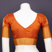 Pumpkin Glow Brown Kanjivaram Soft Silk Blouse With Floral Motifs 10076606