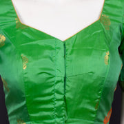 Clover Field Green Kanjivaram Soft Silk Blouse With Paisley Motifs 10076607