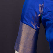 Sapphire Night Blue Kanjivaram Soft Silk Blouse With Floral And Paisley Motifs 10076608