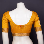  Sunset Yellow Kanjivaram Soft Silk Blouse With Floral Motifs And Zari Border 10076613