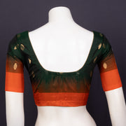 Forest Night Green Kanjivaram Soft Silk Blouse With Geometric Motifs 10076614