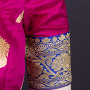 Royal Magenta Kanjivaram Silk Blouse With Floral Motifs and Floral Border 10076617