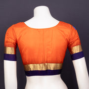 Saffron Glow Orange Kanjivaram Soft Silk Blouse With Geometric Motifs 10076619