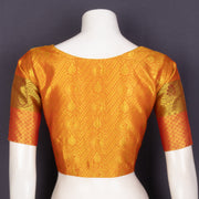 Golden Mustard Yellow Kanjivaram Silk Blouse With Paisley Motifs And Floral Motifs 10076621