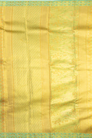 Amber Gold Kanjivaram Tissue Silk Saree With Honey-Comb Design And Floral Border 10076702