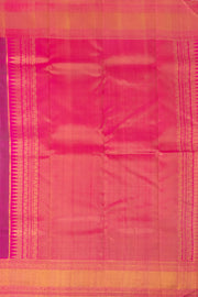 Spring Green And Strawberry Crush Pink Dual-tone Kanjivaram Pure Silk Saree With Leaf Design 10076714