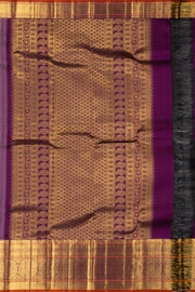 Moon Mist Grey Kanjivaram Pure Silk Saree With Floral Design And Geometric Border 10076719