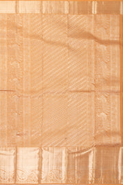 Tangerine Peach Monotone Kanjivaram Pure Silk Saree With Floral Design And Paisley Border 10076722