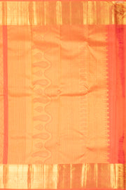 Warm Tangerine Orange Monotone Kanjivaram Pure Silk Saree With Geometric Design And Floral Border 10076725