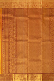 Sunkissed Gold Yellow Kanjivaram Pure Silk Saree With Contrast Royal Wine Maroon Border And Blouse 10076732