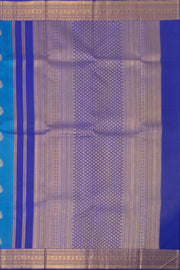 Royal Sapphire Blue Kanjivaram Pure Silk Saree With Floral Motifs Design 10076735