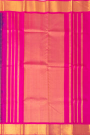 Moonlit Blue Kanjivaram Pure Silk Saree With Raspberry Pink Border 10076736