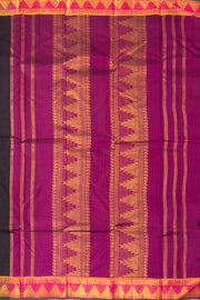 Graphite Plum Black Kanjivaram Pure Silk Saree With Temple Border 10076745
