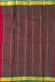 Deep Rani Pink Kanjivaram Pure Silk Saree With Checked Design And Zari Border 10076749