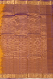 Golden Saffron Yellow Kanjivaram Pure Silk Saree With Floral Butta Design And Floral Zari Border 10076740