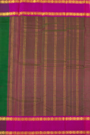Bottle Green Kanjivaram Pure Silk Saree With Stripes Design And Thandavalam Border 10076756