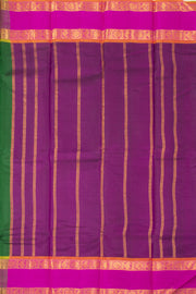 Evergreen Moss Green Kanjivaram Pure Silk Saree With Stripes Design And Thandavalam Border 10076757