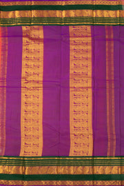 Soft Almond Beige Kanjivaram Pure Silk Saree With Stripes Design And Thandavalam Border 10076759