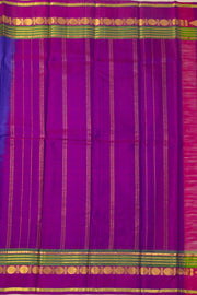 Deep Indigo Blue Kanjivaram Pure Silk Saree With Stripes Design And Thandavalam Border 10076767