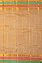 Cloudy Sky Blue Kanjivaram Pure Silk Saree With Stripes Design And Thandavalam Border 10076768