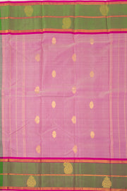 Mushroom Grey Kanjivaram Pure Silk Saree With Stripes Design And Thandavalam Border 10076769