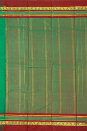 Bottle Jade Green Kanjivaram Pure Silk Saree With Stripes Design And Thandavalam Border 10076774