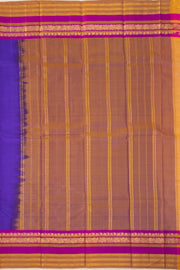 Violet Empress Blue Kanjivaram Pure Silk Saree With Stripes Design And Thandavalam Border 10076775