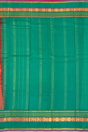 Papaya Coral Orange Kanjivaram Pure Silk Saree With Stripes Design And Thandavalam Border 10076776