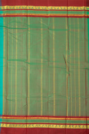 Island Teal Green Kanjivaram Pure Silk Saree With Stripes Design And Thandavalam Border 10076777