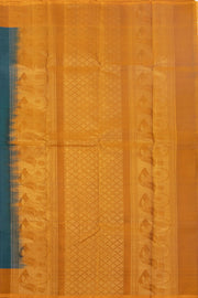Ocean Mist Blue Handloom Kanjivaram Soft Silk Saree With Paisley Motifs Design 10076781